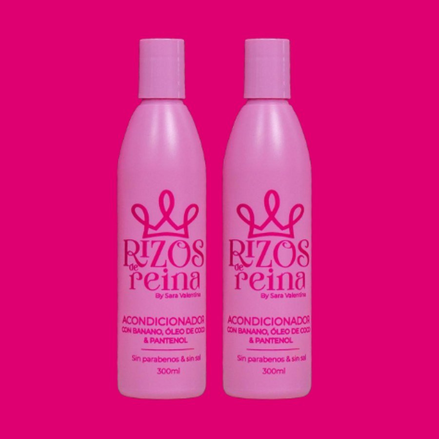 Dos acondicionadores Rizos de Reina con banano, óleo de coco y pantenol de 300 ml