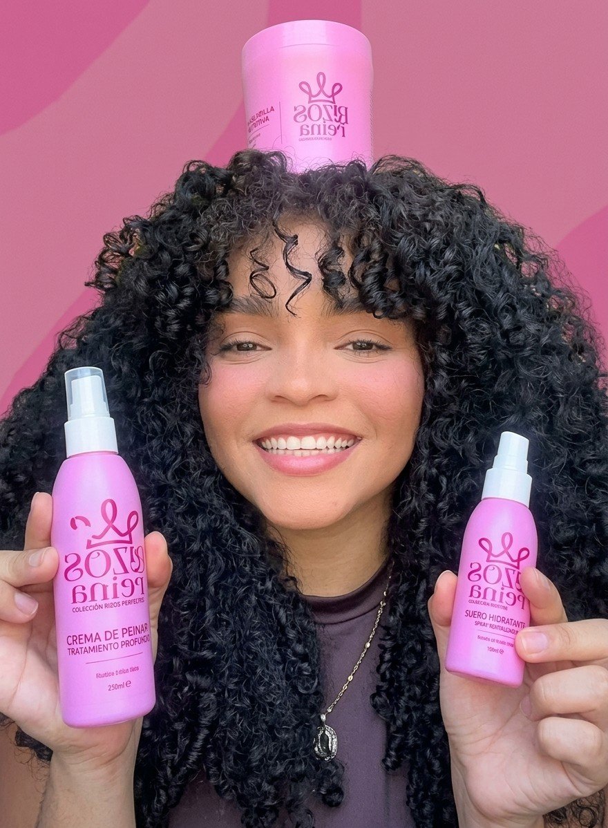 Melena afro con productos Rizos de Reina